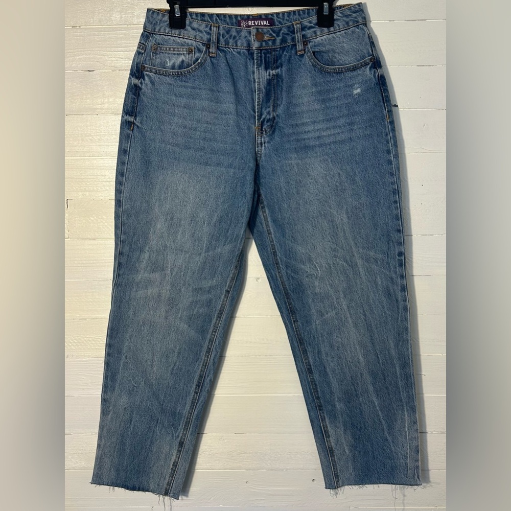 NWOT Love Revival Academia preppy denim jeans, blue wash, women’s size 30.